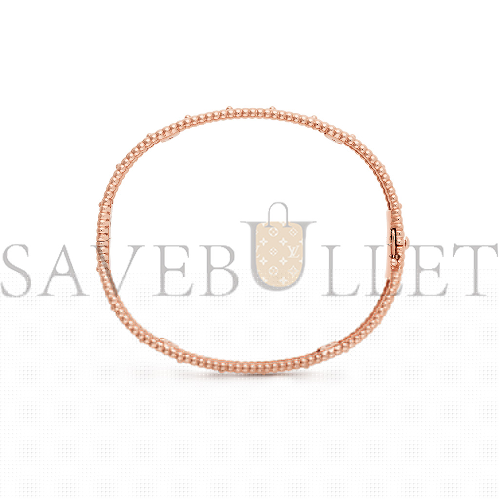 VAN CLEEF ARPELS PERLÉE CLOVERS BRACELET, SMALL MODEL - ROSE GOLD, DIAMOND  VCARN9ER00